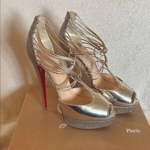 Christian Louboutin Gold Glitter Heels (40)